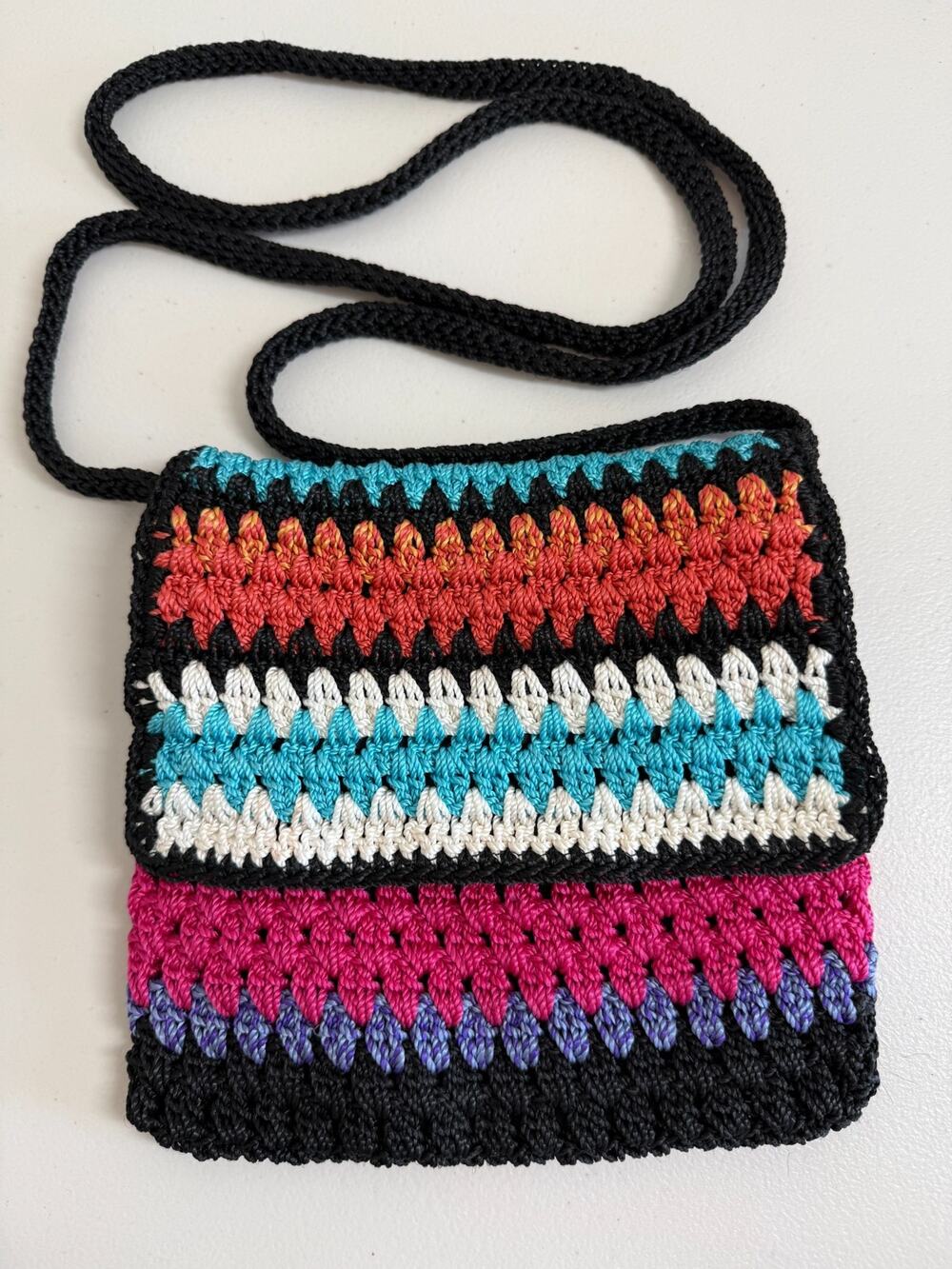 The Sak Crochet Stripe Crossbody Purse Inner Pockets Bohemian